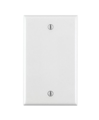 Leviton 88014 001-88014-WHT Single Gang White Blank Box Mounted Plastic Wallplate, 1-Pack