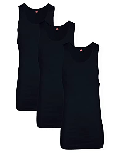 Hanes Men's Tall Man A-Shirt Tank Top, Black, X-Large/Tall (Pack of 3)