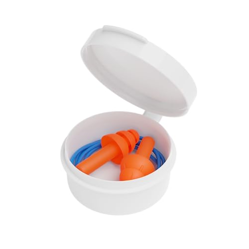 Flents Corded Ear Plugs with Case, 10 Pair for Sleeping, Snoring, Loud Noise, Traveling, Concerts, Construction, & Studying, Noise Reduction and Comfort, Contour to Ears, Orange, NRR 26