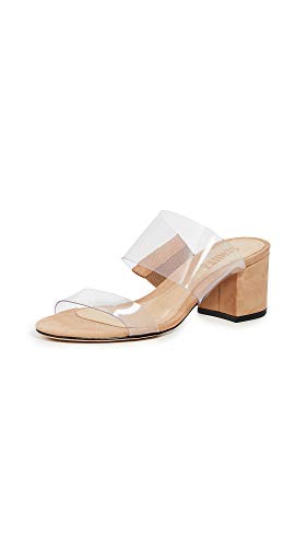 SCHUTZ Women's Victorie Double Strap Block Heels Sandal, Honey Beige, Size 7