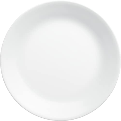 Corelle Vitrelle 4-Pieces 10.25' Glass Dinner Plates, Chip & Crack Resistant Glass Dinnerware Set Plates, Winter Frost White