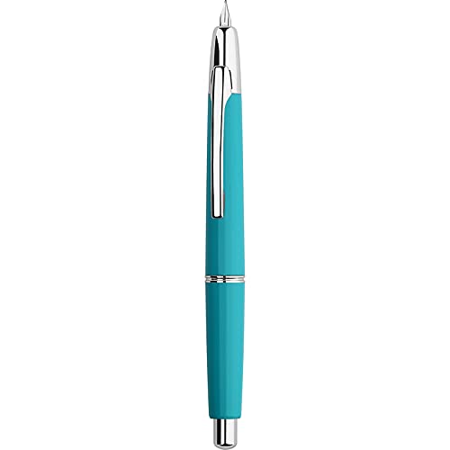 erofa Majohn A2 Press Fountain Pen Extra Fine Nib with Box, Retractable Lake Blue Resin Ink Pen with Converter Writing Set (Silver Clip Version) MJA2S-01