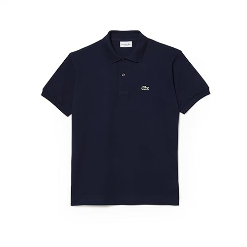 Lacoste Mens Short Sleeve L.12.12 Pique Polo Shirt, Navy Blue, M