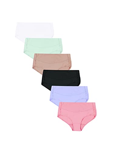 Hanes Womens Panties Pack, Smoothing Microfiber No-show Underwear, (Colors May Vary) Briefs, Assorted Colors, 6-pack High-waisted Briefs, 6 US