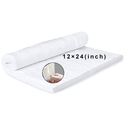 24' x12'x1' (Thick) Ceramic Fiber Blanket Fireproof Insulation Baffle Rated to 2400F, High-Temperature Resistance for Oven Stoves, Kilns, Forges