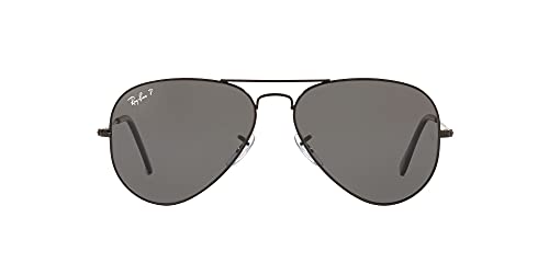 Ray-Ban RB3025 Classic Aviator Sunglasses, Black/Polarized Black, 58 mm
