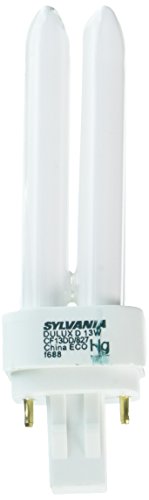 Sylvania 21117 Compact Fluorescent 2 Pin Double Tube 2700K, 13-watt, White