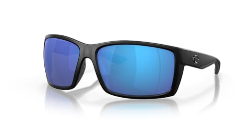 Costa Del Mar Men's Reefton Polarized Rectangular Sunglasses, Blackout/Blue Mirrored Polarized-580G, 64 mm