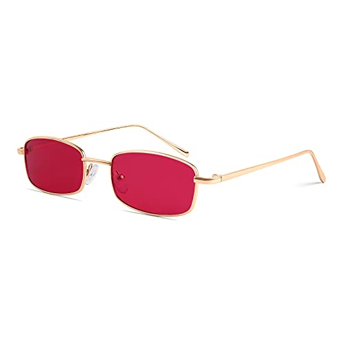 FEISEDY Vintage Small Rectangle Sunglasses Women Men Retro Trendy Square Metal Frame Sun Glasses B2295