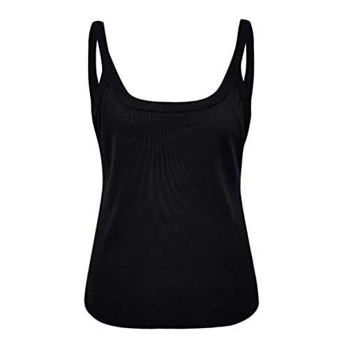 Yxzogd Women's Summer Tank Top Sleeveless Tanks Cotton Ribbed Camisole Sexy Scoop Neck Shirts Basic Workout Tees Cami Tshirt Black