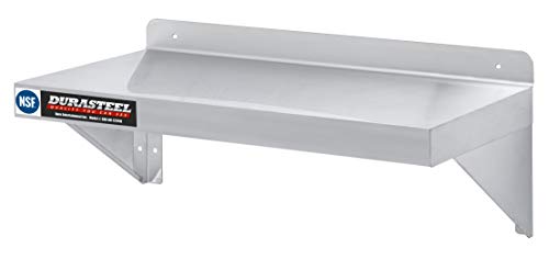 DuraSteel Stainless Steel Wall Shelf - 24' Wide x 12' Deep Commercial Grade - NSF Certified - Industrial Appliance Equipment (Restaurant, Bar, Home, Kitchen, Laundry, Garage and Utility Room)
