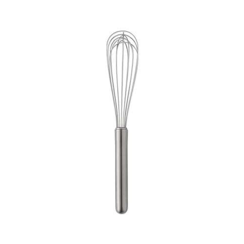 RSVP International Endurance French Wire Whisk, Heavy Duty Rounded Handle, 18/8 Stainless Steel, Slim Tapered Design for Mixing in Small Pots, Bowls & Blending, Emulsifying Sauces, 11.5x1.75-Inch