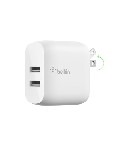 Belkin 24W Dual Port USB Wall Charger - Fast Charging for iPhone, iPad, Samsung & More - Charging Block for Power Bank, No Cable Included