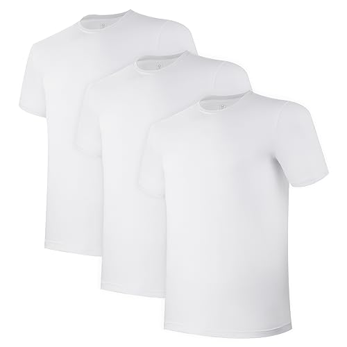 BAMBOO COOL Men's Undershirt Moisture-Wicking T-Shirts Stretch Crewneck Soft Tees for Men,3 Pack(XXL) White