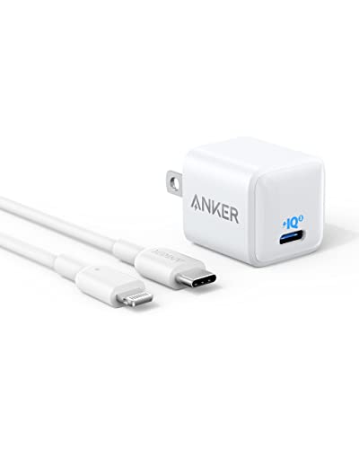 USB C Charger Block 20W, Anker 511 Charger ( Nano ), PIQ 3.0 Durable Compact Fast Charger with 6ft USB C to Lightning Cable (MFi Certified) for 15/15 Plus/15 Pro/15 Pro Max/14/ iPad Pro and More