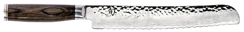 Shun Cutlery Premier 9” Bread Knife; Effortlessly Slice Through Any Type of Loaf Without Tearing or Crushing, Razor-Sharp, Wide Serrations, Hand-Sharpened 16° Blade, Handcrafted in Japan,Silver