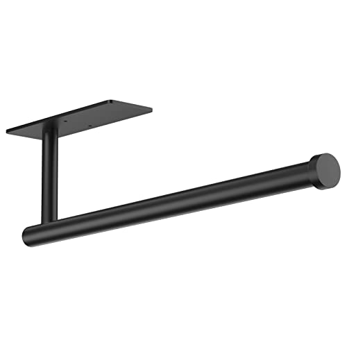 Paper Towel Holder, Self Adhesive or Screw Mounting, Black Wall Mount, SUS304 Stainless Steel Paper Towel Holder Under Cabinet for Kitchen, Counter, Cabinet, Bathroom