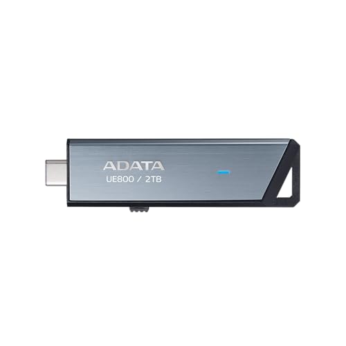ADATA Elite UE800 2TB USB Type-C USB 3.2 Gen2 Flash Drive Portable SSD Up to 1000MB/s Read/Write (AELI-UE800-2T-CSG), Competible with iPhone 15 Pro Series/Android/Playstation 5