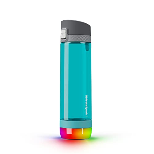 Hidrate Spark PRO Lite Smart Water Bottle – Tritan Plastic – Tracks Water Intake with Bluetooth, LED Glow Reminder When You Need to Drink – Chug Lid, 24 oz, Sea Glass