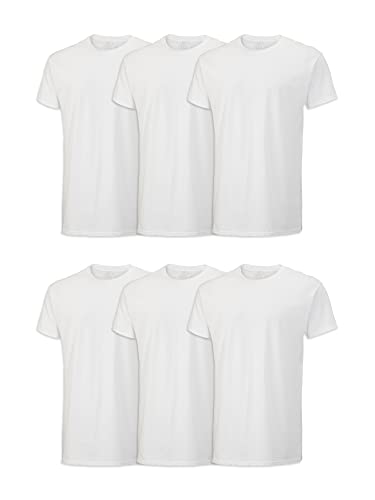 Fruit of the Loom Men's Stay Tucked Crew T-Shirt - Small - White (Pack of 6)