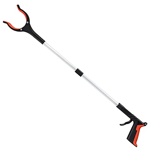 2024 Upgrade Grabber Reacher Tool, 360° Rotating Head, Wide Jaw, 32' Foldable, Lightweight Trash Claw Grabbers for Elderly, Reaching Tool for Trash Pick Up Stick, Litter Picker, Arm Extension (Orange)