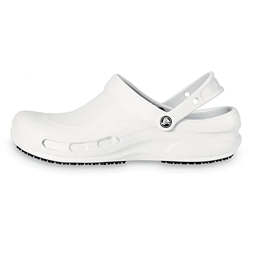 Crocs Unisex-Adult Bistro Clogs, Slip Resistant Work Shoes, White, 13 Men/15 Women