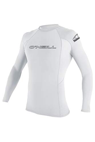 O'Neill Men's Basic Skins UPF 50+ Long Sleeve Rash Guard, White, S