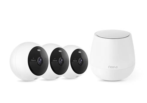 Noorio Alarm System for Home Security with Wireless Security Camera Indoor Outdoor B200 x3, Smart Hub x1
