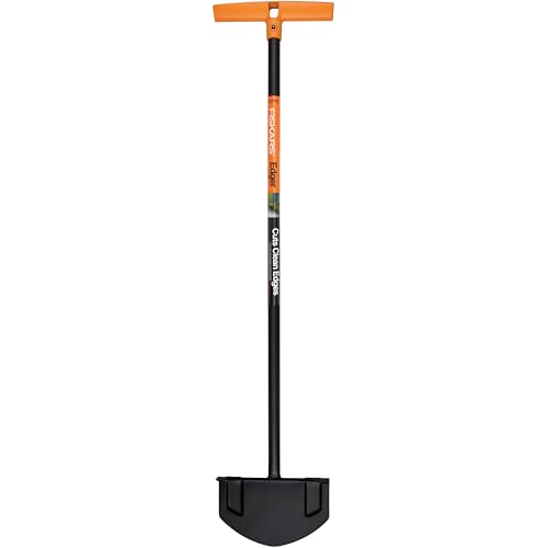 Fiskars 38.5' Steel Edger Lawn Tool, Manual Long-Handled Edger for Grass and Garden Tiller for Soil, Garden and Yard Tool