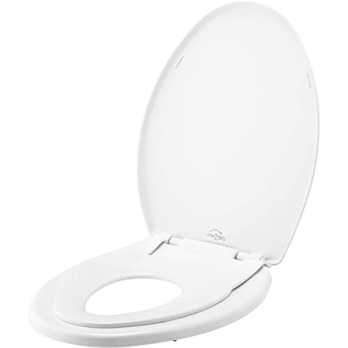 Little2Big 1881SLOW 000 Toilet Seat with Built-In Potty Training Seat, Slow-Close, and will Never Loosen, ELONGATED, White