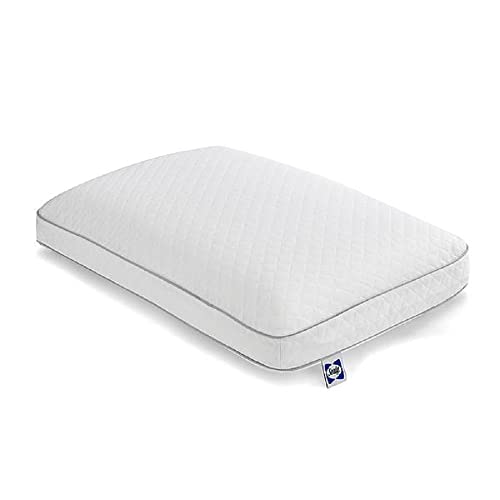 Sealy Essentials Memory Foam Bed Pillow for Pressure Relief, Adaptive Memory Foam Pillow with Washable Knit Cover, Standard, 24 x 16 in x 5 in,White