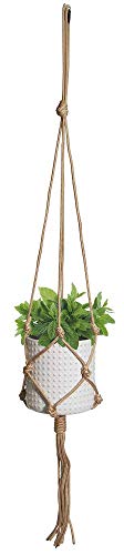 Misco Ceramic Macrame Hanging Planter, 5.12inch High and 5.12 in Diameter Macrame Plant Holder, Perfect for Plants and Succulents, with Cotton Rope Hanger for Indoor and Outdoor