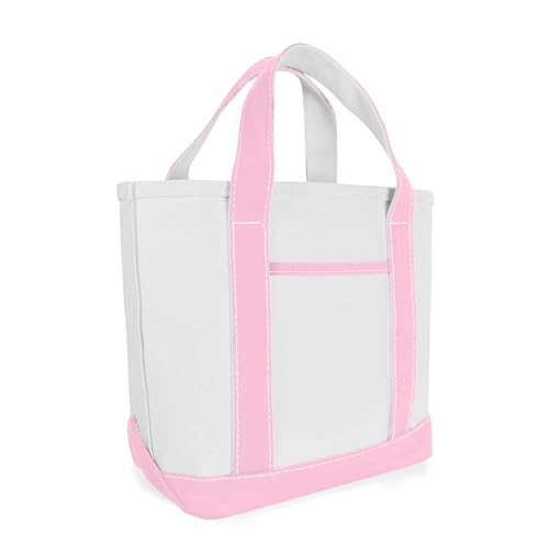 DALIX 14' Mini Small Cotton Canvas Party Favor Wedding Gift Tote Bag in Pink