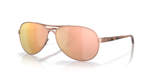 Oakley Women's OO4079 Feedback Aviator Sunglasses, Satin Rose Gold/Prizm Rose Gold, 59 mm