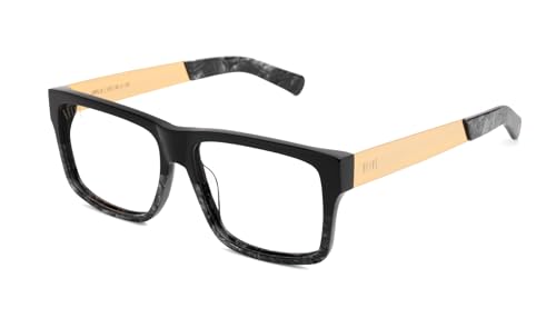 9FIVE Caps LX Black Marble & 24K Gold Clear Lens Glasses Frames with CR-39 100% UV Protection Lens - Elevate Your Confidence and Style with Handcrafted Luxury Eyeglass Frames