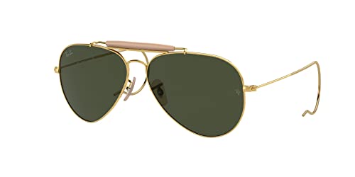 Ray-Ban RB3030 Outdoorsman I Aviator Sunglasses, Polished Gold/G-15 Green, 58 mm