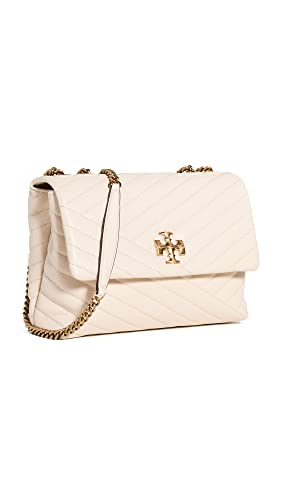 Tory Burch Women's Kira Quilted Chevron Shoulder Bag, New Cream/Rolled Brass, Off White, One Size