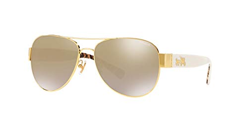 Coach HC7059 Sunglasses, Gold/Gold Mirrored Gradient, 58 mm