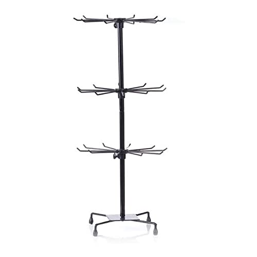 Jewelry Spinner Display Stand, Heavy Duty Metal Countertop Medium Adjustable 3 Tier Hanging Jewelry Rotating Organizer Rack Tower for Necklace Bracelet Earring Ring Holder,Hooks,Craft Shows,Black