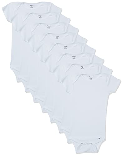Gerber Baby 8-Pack Short Sleeve Onesies Bodysuits, Solid White, 6-9 Months