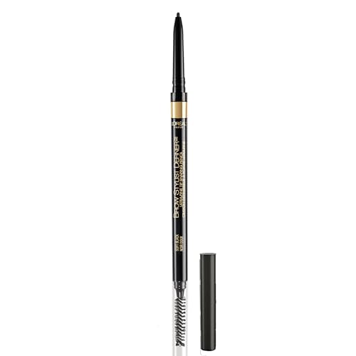 L'Oreal Paris Makeup Brow Definer Waterproof Eyebrow Pencil, Ultra-Fine Mechanical Pencil, Draws Tiny Brow Hairs and Fills in Sparse Areas and Gaps, Soft Black, 0.003 Ounce (Pack of 1)