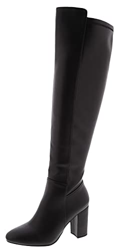 TOP Moda Womens Classy High Heel Knee High Boots, Black, 8