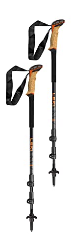 LEKI Makalu Cork Lite Aluminum Adjustable Lightweight Walking Poles for Trekking & Hiking - Orange-Black-Anthracite - 100-135 cm