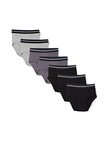 Amazon Essentials Men's Tag-Free Cotton Briefs, Pack of 7, Black/Charcoal/Grey Heather, X-Large