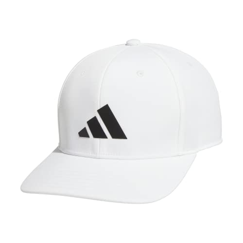 adidas Men's Three Bar Structured Snapback Adjustable Fit Cap, White/Black, One Size