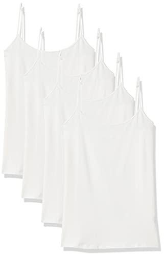 Amazon Essentials Women's Slim-Fit Camisole, Pack of 4, White, Small