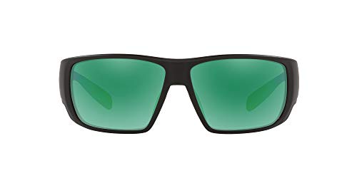 Native Eyewear Sightcaster Polarized Rectangular Sunglasses, Matte Black/Green Reflex, 64 mm