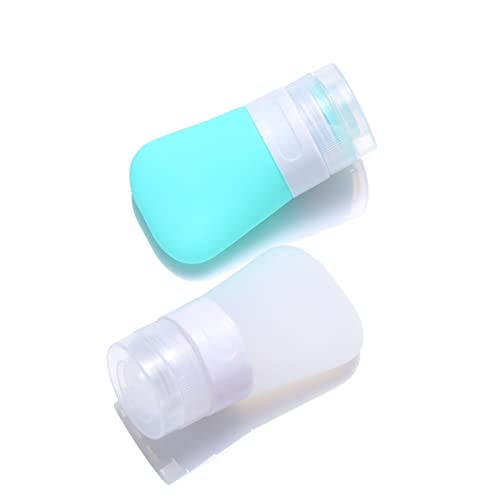 2 Pcs Silicone Travel Bottles,1.3oz Leak Proof Refillable Squeeze Containers with Transparent Carry Bag,Small Empty Travel Size Bottles for Shampoo,Conditioner,Lotion,Toiletries