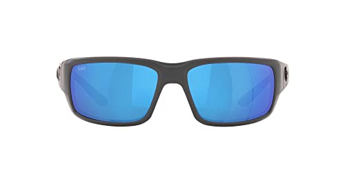 Costa Del Mar Men's Fantail Polarized Rectangular Sunglasses, Matte Grey/Blue Mirrored Polarized-580G, 59 mm