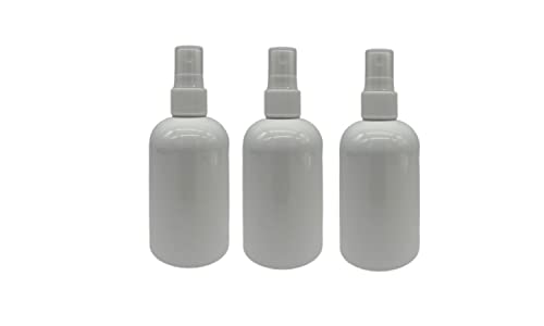 Natural Farms 4 oz Plastic White Boston BPA FREE Bottles - 3 Pack Empty Refillable Containers - Essential Oils Cleaning Products - Aromatherapy - White Fine Mist Sprayers - Made in the USA